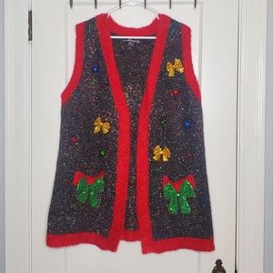 Shiny Christmas Vest with Bows and Bells